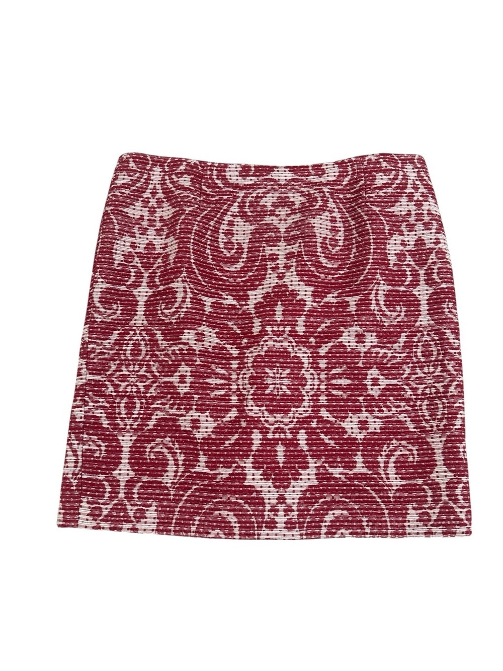 Worth ny burnt red ivory Tweedy lined Pencil Skirt back zip wool silk blend 14